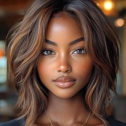 Wear and Go Wigs Glueless Layered Golden Brown Bob Wigs Pre Cut Lace Human Hair Wigs