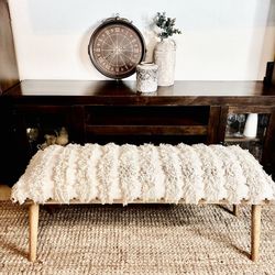 Boho Linen Bench 