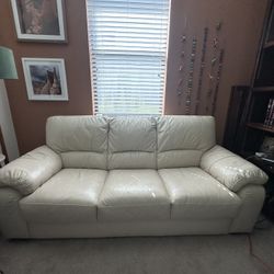 Cream Leather Sofa 