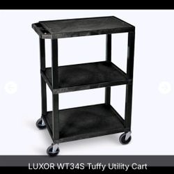 LUXOR WT34S Tuffy Utility Cart Three Shelves, 4" Silent Roll, Full Swivel Heavy  Duty Casters, Two with Locking Brake