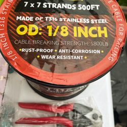 CELYND 1/8 Black Deck Railind Cable T316 Stainless Steel 7•7 Strands 500 Ft 