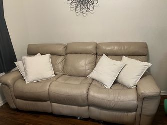 Tan Leather Reclining Sofa