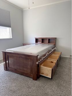 Twin bed with mattress and drawers