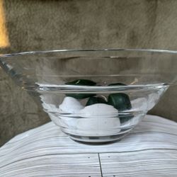 Illuminations Floating Candle Large Clear Glass Ribbed Bowl Vintage with 5 floating candles