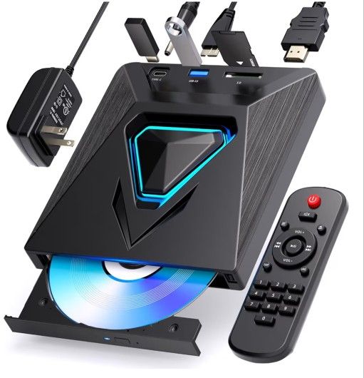 6-in-1 DVD Player for TV-External Mini CD/DVD Drive