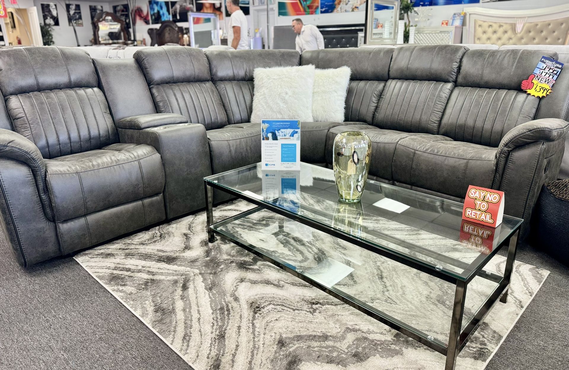 Crazy Deal🚨Beautiful Grey Sofa Furniture Sectional With 3x Recliners On Sale Now $1299 (Huge Savin)