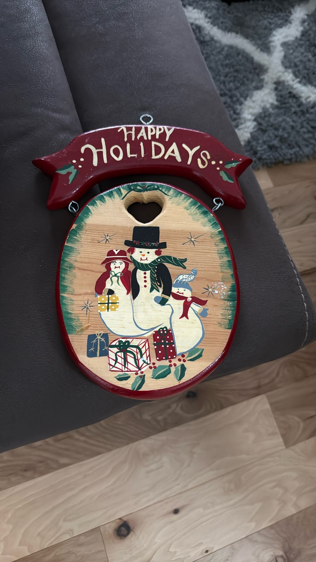 J.D.L Inc Handmade “Happy Holidays “wooden Christmas Door Hanger Size 12”x9”