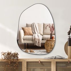 New Black Irregular Asymmetrical Wall Mirror 32”x24”