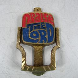 "Praise The Lord" Vintage Brass Door Knocker Terra Sancta Guild Israel
