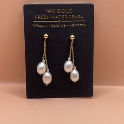 14k Real Natural Pearl Earrings 
