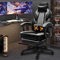 Gaming Chair,Video Game Chair with footrest and Massage Lumbar Support,Height Adjustable Game Chair