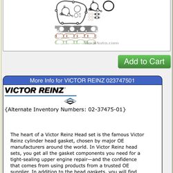 Victor Reins Head Gasket Set