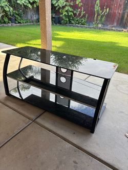 Black Glass 3-Tier TV Stand