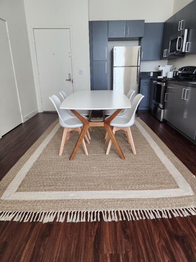 72" Emmond Mid-Century Modern Dining Table White/Brown