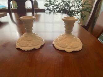 Vintage Westmoreland Milk Glass Candlestick Holders