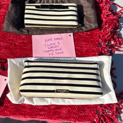 It’s A Kate Spade Christmas! Chelsea Park Cream & Black Stripe Bow Tie Clutch & Wallet