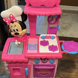 Minnie Mouse Kitchen Set With Oven  And Stroller With Dolls
