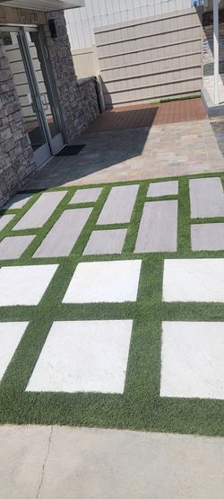 Paver Synthetic Grass And Trex Decking