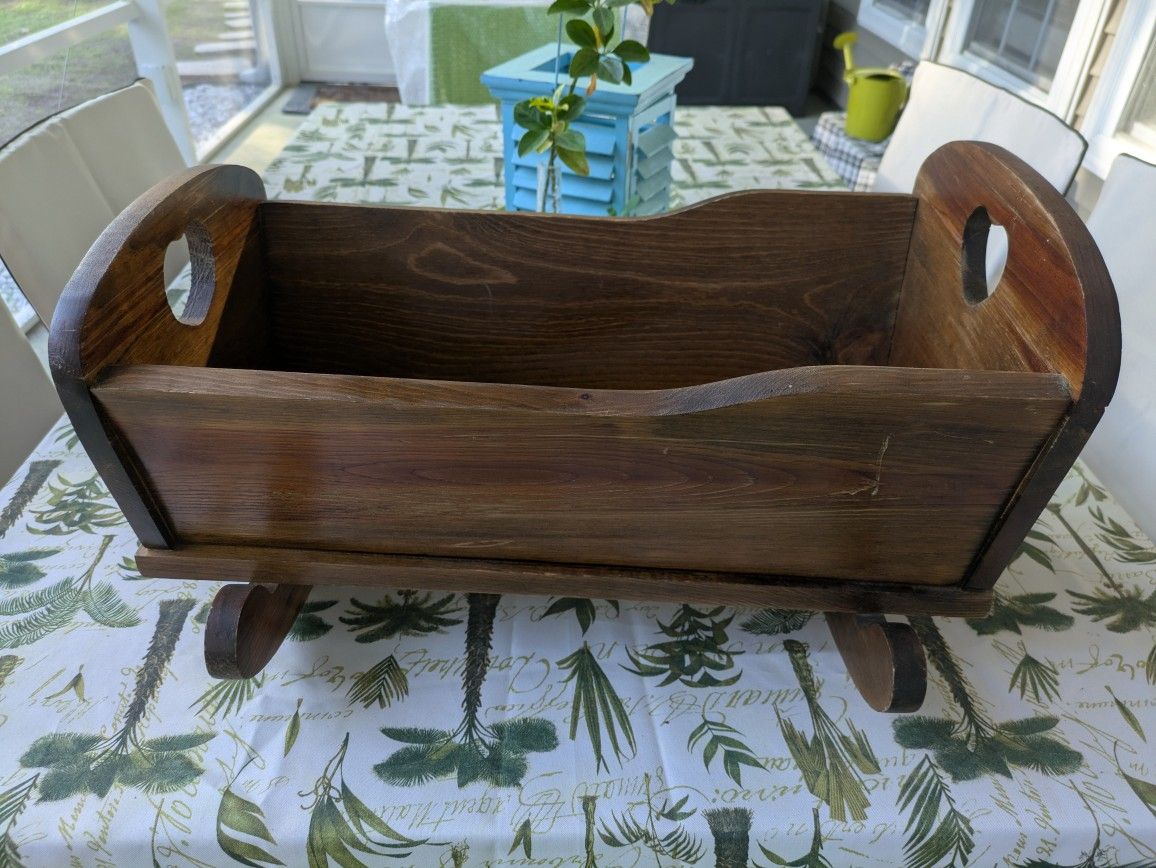 Wood Toy Cradle 21.5" W X 14.5" D X 11.5" D
