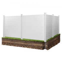 238*4 Panels Outdoor Privacy Screen, 50 x 50 in Air Conditioner Fence with 27.6 in Ground Stakes, Pool Equipment Enclosure, Horizontal Vinyl Privacy F
