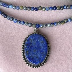 Lapis Lazuli Pendant 💙 925 Stamped  On 18-20 inch Lapis Lazuli necklace 
