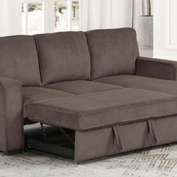 Brand New Brown Corduroy Sectional Sofa Storage Sleeper 