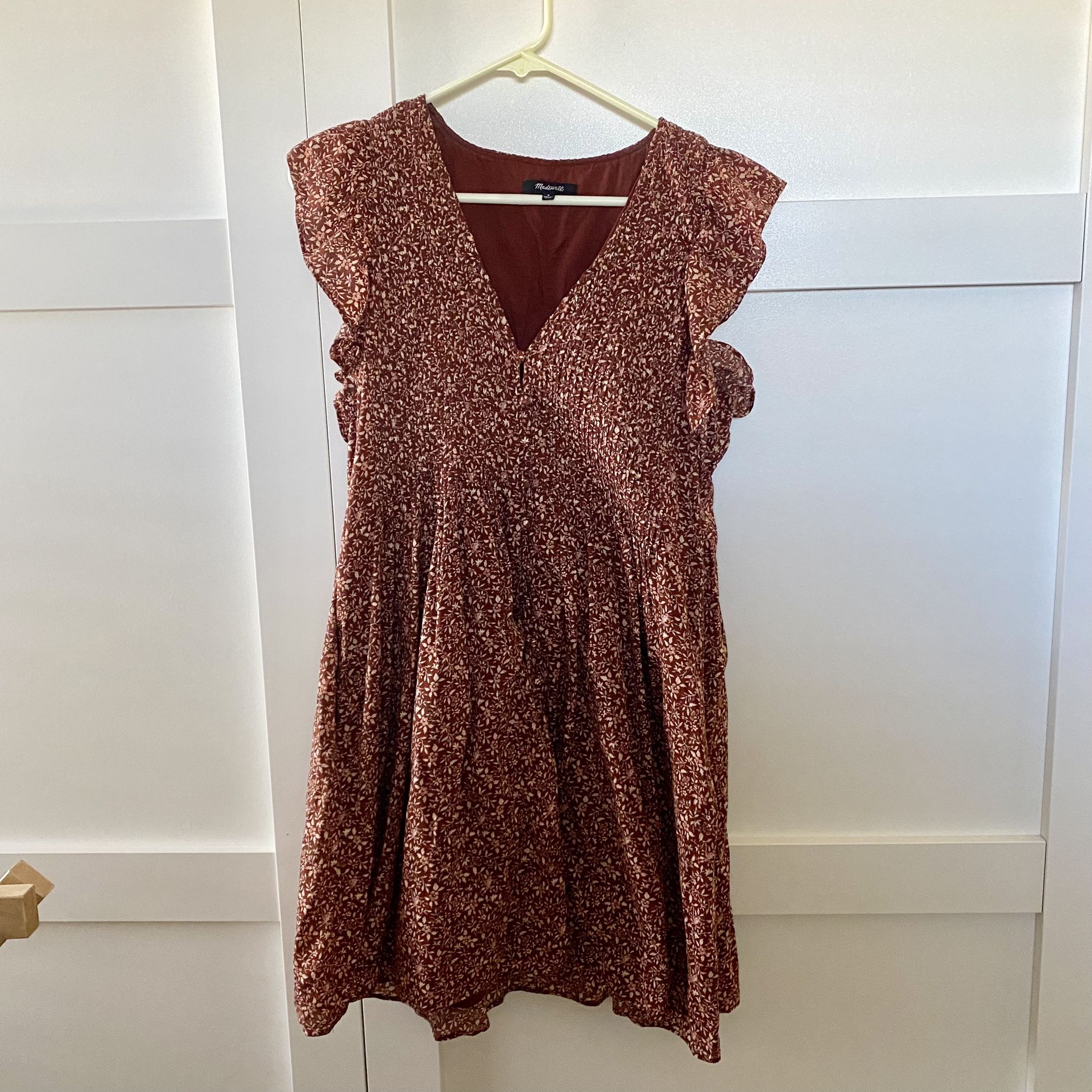 Madewell Floral Ruffle Sleeve Dress Size Small