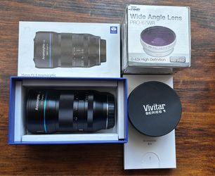 35mm f1.8 anamorphic m4/3 lens, vivitar wide angle lens adapter