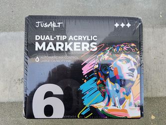 JusArt 60 Colors Ink Control Acrylic Paint Markers Dual Tip Art Supply Kit w/Case (New)