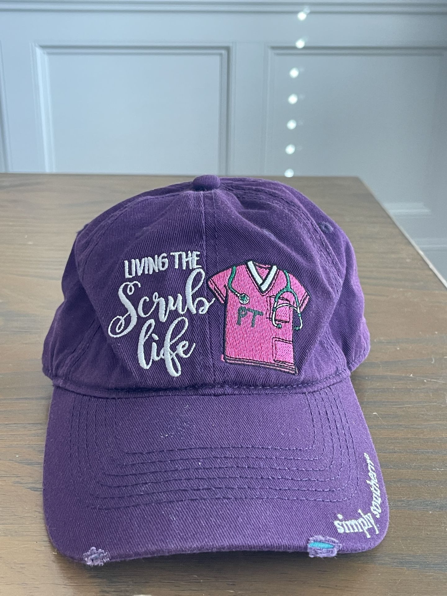 Simply Southern Hat Cap Purple Pink Strap Back Scrub Life Nurse Doctor RN Womens