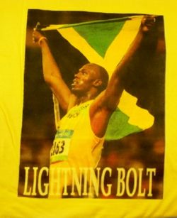 Usain Bolt Lightning Bolt Graphic T-Shirt – Jamaica Flag Sprint Legend Tee XL