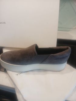 Vince Gray Suede Platform Slip-On Sneakers