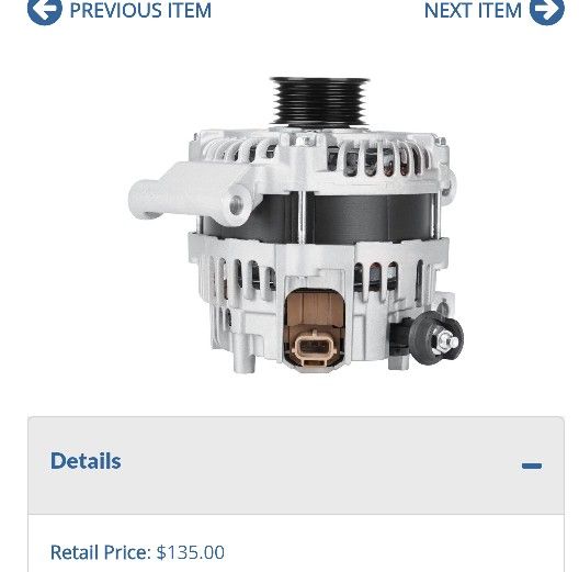 Lot # RR8904: New Alternator for Ford Escape 2 25L Focus 1 20L Fusion 2010 25L Transit Connect 3 20L Mazda Tribute 1 25L M