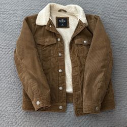 Hollister Sherpa Jacket Brown Extra Small