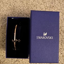 SWAROVSKI SYMBOLIC MOON BANGLE, BLACK, ROSE-GOLD TONE PLATED