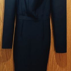 Black Long Sleeve Corset Detail Midi Dress (cash only)