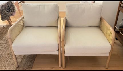 Pair of Studio McGee Cane Accent Chairs
