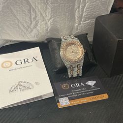 GRA Moissanite Watch Rose Gold With Silver AP