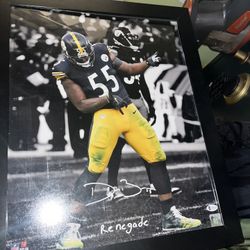 PITTSBURGH STEELERS #55 DEVIN BUSH EXCLUSIVE HOME GAME SIGNED FRAMED photo