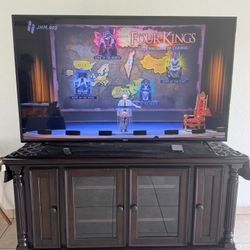 Wooden Tv Stand With Set- Lots Of  Storage -Like New