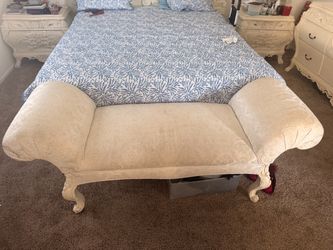 Ornate solid wood queen Bedroom suite with Carved Legged Bench