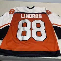 Eric Lindros Ccm Philadelphia Flyers Jersey Men Large Clean Sewn Maska Orange