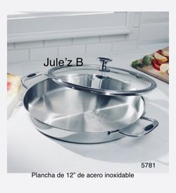 Princess House.  Plancha De 12” De Acero Inoxidable Nueva En Su Caja 