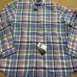 Polo Ralph Lauren NWT Classic-Fit Plaid Oxford Shirt 100% cotton button down long sleeve Size XXL