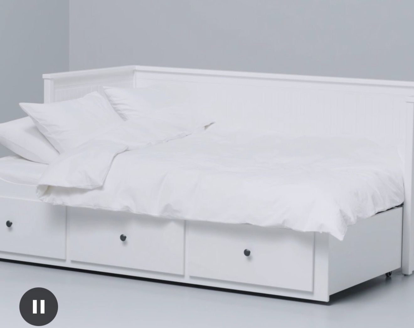 Daybed frame with 3 drawers, white
