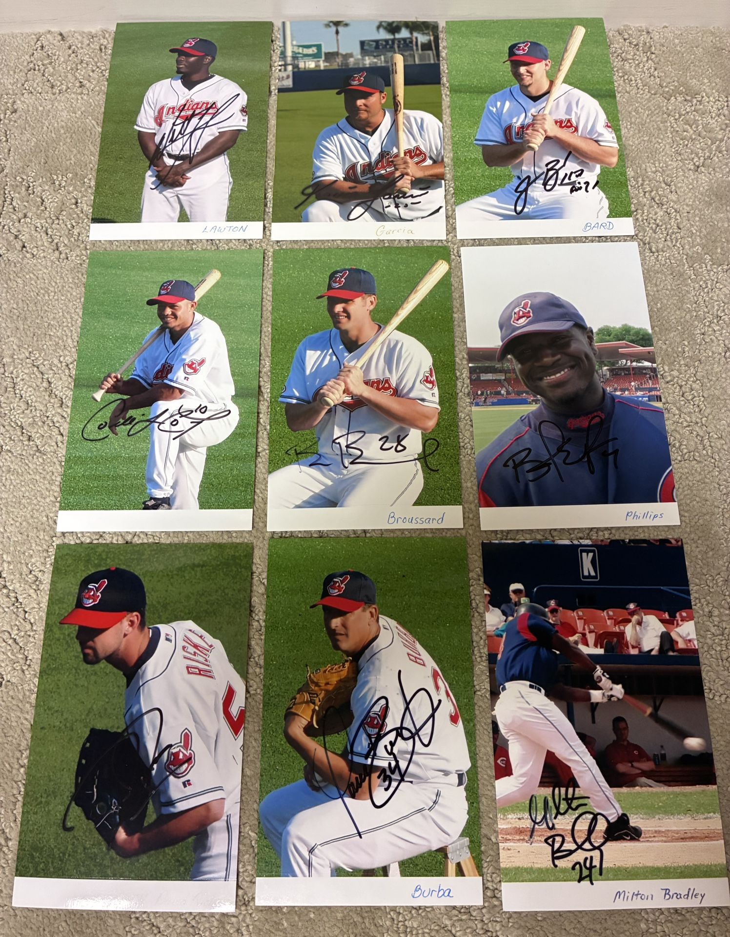 Lot Of 9 Cleveland Indians Autographed 4”x6” Photo From 2003/2004