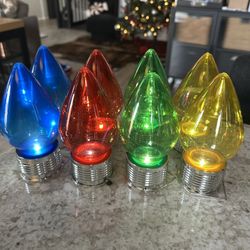 8 Solar Hanging Large Christmas Light Bulb Decor 