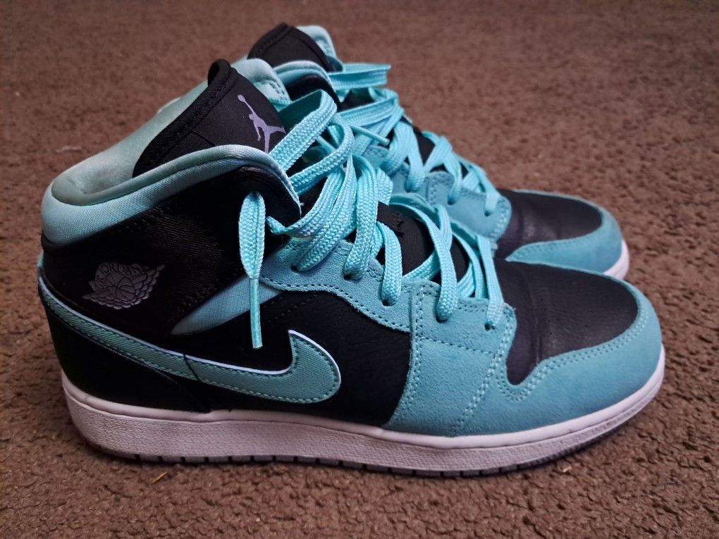 Air Jordan 1 Mid Retro GG 'Black Purple Turquoise' - Size 6.5Y