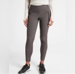 Athleta Headlands Hybrid Tight Pant Taupe Size 2 Joggers Zip Ankle