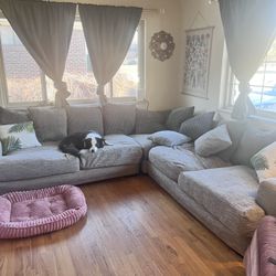 Large Gray  Sectional Couch 